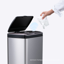 Square stainless steel smart sensor trash can automatic Induction 30L /50L smart trash bin auto trash can with lid